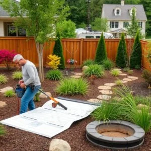 Landscape design integrating hardscape and native plantings Nashville