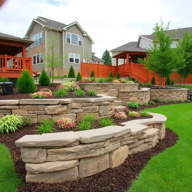 Backyard hardscape at a Goodlettsville property