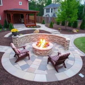 Custom hardscape patio installation in Nashville Tennessee suburb